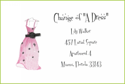Change of A Dress with black rosette invitation by Stevie Streck